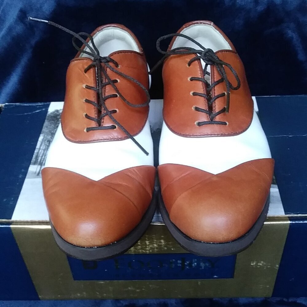 Women's Brown and White oxford FootJoy Golf Shoes - Size 6.5 - Picture 6 of 12